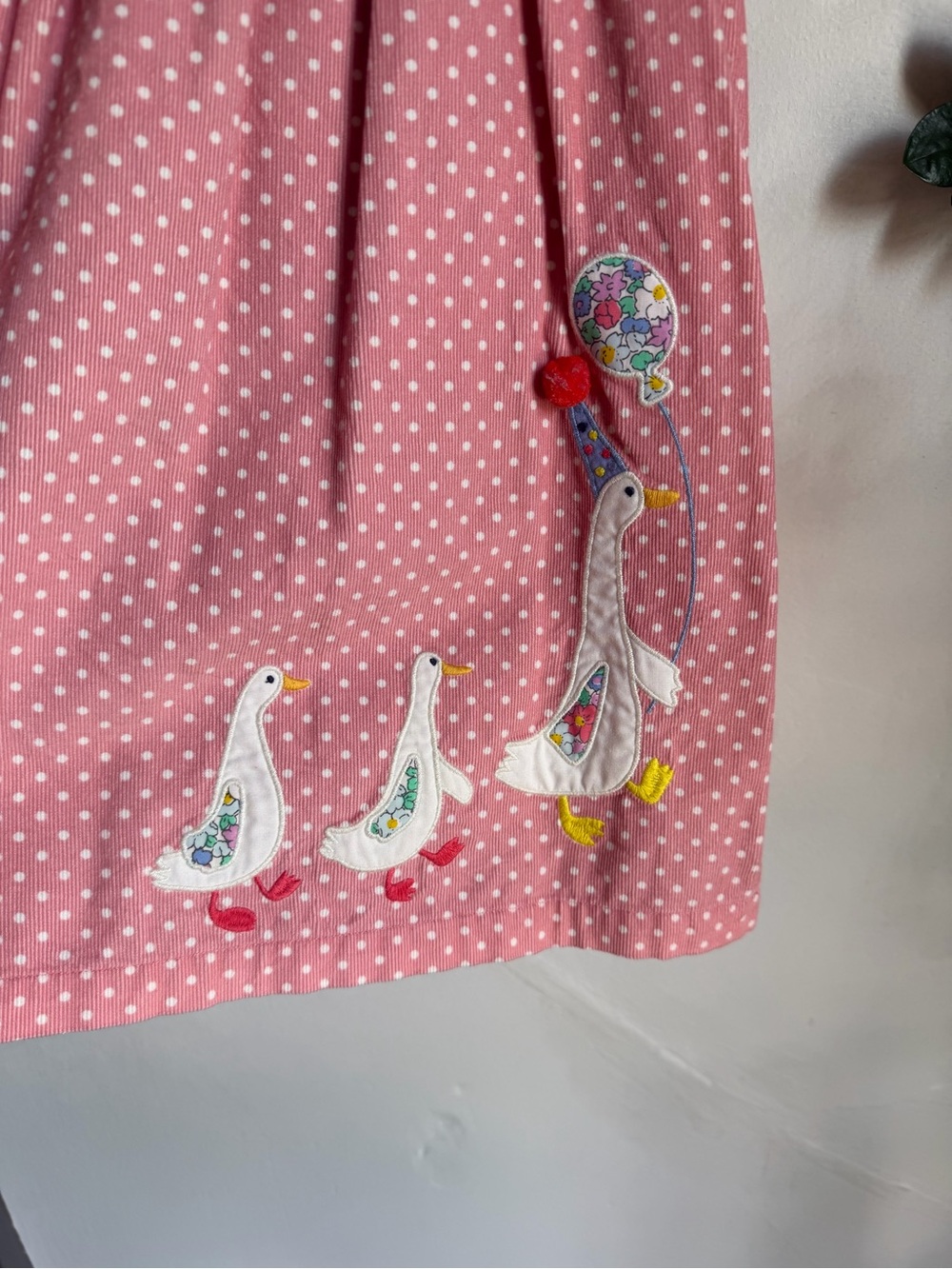 Mini Boden Dot Pinafore with Party Goose Appliqué - Picture 2 of 6